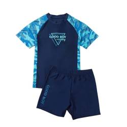 ACMEDE Badeanzug für Dicke Jungen Drucken Kurzarm Schwimmshirt Badeshort Kinder Jungen Badeanzug Bademode Zweiteiliger UPF 50+ UV Schützend Schwimmanzug Gr. 134/146/152/158/164/176 von ACMEDE