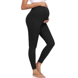 ACTINPUT Umstandsleggings Damen Blickdicht High Waist Umstandshose Elastisch Schwangerschaftsleggings Umstandsmode Leggings for Schwangerschaft(Schwarz,L) von ACTINPUT