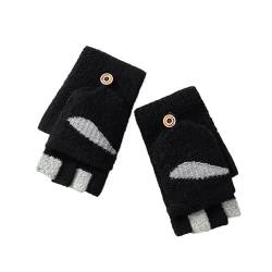 AD-BCrbgen Herbst und WinterVersion der Wollsüßen Handschuhe Männer und Frauen Warme Handschuhe Verdickte, weiche und Dicke Strickhandschuhe for Männer und Frauen Perfekt for kaltes Wetter,(Black) von AD-BCrbgen