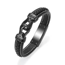 ADENLA Asche-Armband für Männer und Frauen, Lederarmband mit Magnetverschluss, Urnen-Armreif, Andenken, Edelstahl, Gedenkgeschenk, Schwarz, 24 cm von ADENLA