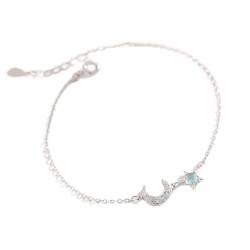 Armbänder Schmuck* Verstellbarer Armreif aus Sterlingsilber, Damen-Armband aus 925er-Sterlingsilber, verstellbares Armband mit Mond und Sternen, Damenmode-Armreif aus Sterlingsilber, Schmuck, Geschenk von ADFVGG