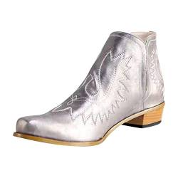 2023-New Mode Damenstiefel Modeschuhe Lederabsätze Kurz Römische Lässige Ankle Chunky Damenstiefel Silberne Schuhe Damen Sneaker von ADMAY
