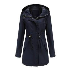 Warme und bequeme Winter 2023 Y2.K Leichte Jacke Damen Active Outdoor Trenchcoat Kapuze Windjacke Leichte Plus Größe für Mädchen Schottische Jacke, Marina Military, XL von ADMAY