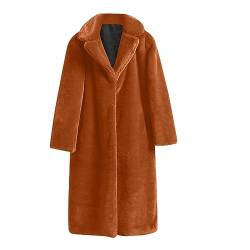 AEGJEGVD Damen Mantel Warme Kunstfell Felljacke Lange Elegant Cardigan Flauschige Parka Winterjacke mit Kapuze Pelzmantel Langarm Einfarbig Jacke Kuschelig Fellmantel Angebote des Tages Heute von AEGJEGVD