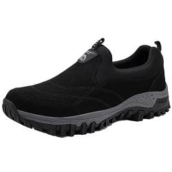 AEHO Schuhe Extra Weit Herren Slip On Sneaker freihändig Wildleder Herren Schuhe Ohne Schnürsenkel Leichte Sportschuhe Atmungsaktives Freizeitschuhe Schuhe Outdoor Fashion Laufschuhe,Schwarz,38/240mm von AEHO