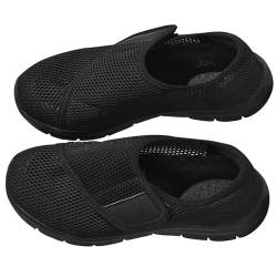 AEHO Slip On Freihändig Damen Bequem Turnschuhe Atmungsaktiv Leicht Laufschuhe Slip on Sneakers Bequem Orthopädische Schuhe Sandalen für Geschwollen Füße,Schwarz,41/255mm von AEHO