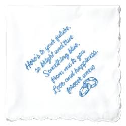 AERAI GROUP Hochzeitstaschentuch mit gewellten Kanten, 30,5 x 30,5 cm, etwas Blau für Braut auf Hochzeit, Braut-Einstecktuch, Geschenk für die Mutter der Braut, etwas blaues Gedicht, Immergrünblau, von AERAI GROUP