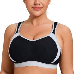 AGONVIN Damen Sport BH Starker Halt Große Brüste Acvive High Support Lauf Fitness Yoga Bra Schwarz 80B von AGONVIN