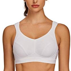 AGONVIN Damen Sport BH Starker Halt Große Brüste Acvive High Support Lauf Fitness Yoga Bra Weiß 95H von AGONVIN