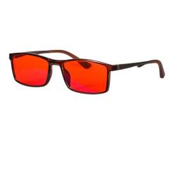 AGRIEVE Lichtblockierende Brille für Herren, rote Gläser, Rahmen aus Aluminiumbügeln, orangefarbene Gläser, Computerbrille für Herren für Sie, SH089 C3 ROT, Einheitsgröße von AGRIEVE