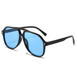 AGRIEVE Modische übergroße Sonnenbrille mit Doppelsteg für Herren, Vintage-Nieten, Rot/Blau, trendige Punk-Sonnenbrille, UV400, Schwarz/Blau, Einheitsgröße von AGRIEVE