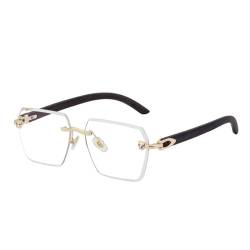 AGRIEVE Quadratische randlose Sonnenbrille für Herren, luxuriöse rahmenlose Sonnenbrille für Männerbrillen, C7GoldWhite, Einheitsgröße von AGRIEVE