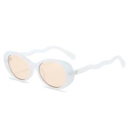 AGRIEVE Vintage-Sonnenbrille mit mehrfarbigem Rahmen und UV-Schutz, modische Sonnenbrille für Damen/Herren, ovale Sonnenbrille mit Farbverlauf, Weiß, Hellbraun, Einheitsgröße von AGRIEVE