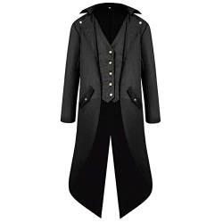 AGYMNX Mittelalter Jacke Herren Gothic Kleidung Steampunk Frack Mantel Vintage Mantel Retro Gehrock Jacke Viktorianischen Karneval Kostüm Cosplay Halloween Fashing Smoking Kostüm schwarz M von AGYMNX