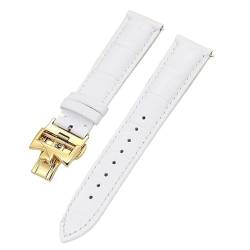 AHGDDA 19mm 20mm 22mm doppelseitige Rindsleder-Uhrenarmbänder für Vacheron VC Uhrenarmband Constantin für Männer und Frauen Rindslederarmbänder(White Golden clasp,19mm) von AHGDDA