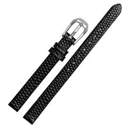 AHGDDA Echsendruck Cowide Lederwachband für Damen Ersatzwache weiß rote Ultra-dünner Gurt 6 8 10 12 14 16 mm kostenlose Lieferung(Black Silver Buckle,8mm) von AHGDDA