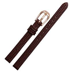 AHGDDA Echsendruck Cowide Lederwachband für Damen Ersatzwache weiß rote Ultra-dünner Gurt 6 8 10 12 14 16 mm kostenlose Lieferung(Brown rose gold,12mm) von AHGDDA