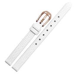 AHGDDA Echsendruck Cowide Lederwachband für Damen Ersatzwache weiß rote Ultra-dünner Gurt 6 8 10 12 14 16 mm kostenlose Lieferung(White Rose Gold,14mm) von AHGDDA