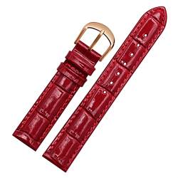 AHGDDA Für Brand Watch Bracelet Belt Woman Watchbänder echtes Leder -Armband -Band 10 12 14 16 18 20 22mm Multicolor -Uhren -Bänder(Bright red RG,12mm) von AHGDDA