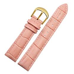 AHGDDA Für Brand Watch Bracelet Belt Woman Watchbänder echtes Leder -Armband -Band 10 12 14 16 18 20 22mm Multicolor -Uhren -Bänder(Pink gold,12mm) von AHGDDA