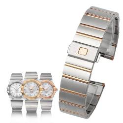 AHGDDA Für Omega Steel Strap Constellation Double Eagle Series Stahlarmband Herren Damen Uhrenkette 17mm 23mm 25mm(Silver rosegold,23mm) von AHGDDA