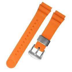 AHGDDA Für Seiko 5 Nr. Solar Watchband Männer Silikon Gummi -Gummi 22mm Sporttauch SNE537 SRPA83J1 Trageschlaufe(Orange silver buckle) von AHGDDA