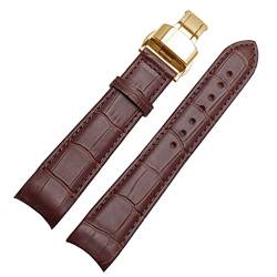 AHGDDA Gebogene End -Männer Watchband -Gurte für BL9002-37 05A BT0001-12E 01A Marke Watch echtes Leder mit Schmetterlingsschnalle 20 21 22 mm(Brownx gold clasp,22mm) von AHGDDA