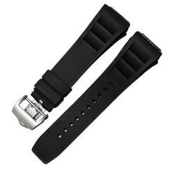 AHGDDA Gummi-Silikon-Uhrenarmband für RICHARD MILLE RM011-Serie. Silikonband-Zubehör, Herren-Uhrenarmband, 25–20 mm(Black,25mm Silver buckle) von AHGDDA