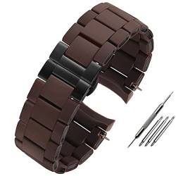 AHGDDA Silikongummi -Uhrband für AR5890 AR5889 AR5858 AR5920 AR5868 AR8023 Mann 23mm Frau 20mm Stahl im Gummi -Uhr -Bandarmband(Brown black,23mm) von AHGDDA