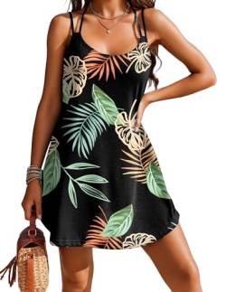 Strandkleid Damen Strandponcho Sommer Pareos Damen Bikini Cover Up Bademode Strand Schwarz Beachwear Vertuschen Shirt Lose, Farbe 2, XXL von AI'MAGE