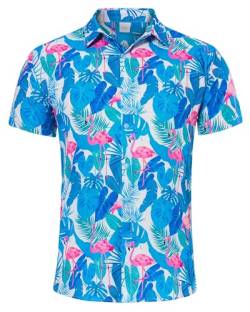 AIDEAONE Männer Hawaii Bekleidung Herren Knopf Hemd Urlaub Hemd Plus Größe Blau,XXL von AIDEAONE