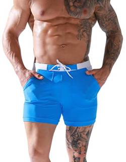 AIEOE Badehose Herren Eng Kurz Badeshorts Schwimmhose Peinlichkeit Vermeidendes Pad Wassersport Kurze Hose UV Schutz Schwimmwear 3XL von AIEOE