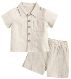AIEOE Bekleidungssets für Kleinkinder Baby Jungen Baumwolle Sommer Outfits T-Shirt+Kurze Hose Lässig 3-4 Jahre Beige B von AIEOE