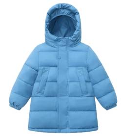 AIEOE Daunenjacke Kinder Jungen Winterjacke Mädchen Schwere Puffer Jacke Puffermantel mit Kapuze Steppjacke 140cm Blau von AIEOE