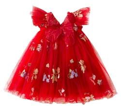 AIEOE Floral Ärmelloses Kleid für Baby Prinzessin Mädchen Baumwolle Sommerkleid für Karneval Party für 6-12 Monate Rot von AIEOE