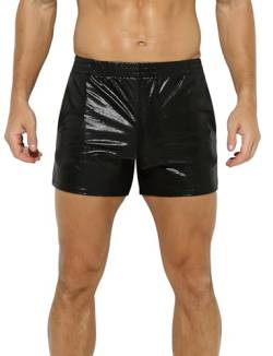 AIEOE Glitzer Hose Herren Party Shorts mit Stretchbund Männer Hotpants Gay Mini Shorts Schwarz Größe M von AIEOE