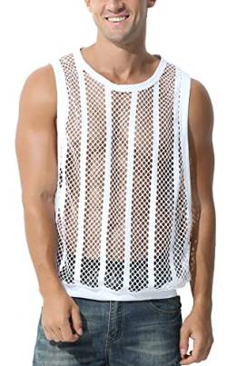 AIEOE Herren Transparent Muskel Tank Top Casual Locker Netz Shirts Ärmellos Netzhemd Dünn Netzshirt Sommer Sweatshirt Atmungsaktiv Netzoberteil - M von AIEOE