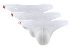 AIEOE String Tanga für Herren 3er Pack Leicht Transparente Unterwäsche Männer Slips Weiß Größe L von AIEOE