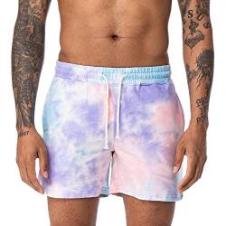 AIMPACT Athletic Shorts for Men 5 Inch Inseam Tie Dye Shorts Cotton with Pockets(LilaRosaM) New von AIMPACT