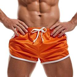 AIMPACT Herren Fitness Bodybuilding Shorts Schnelltrocknend Laufshorts Sporthose mit Tasche (Orange S) von AIMPACT