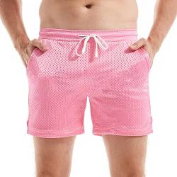 AIMPACT Mens Mesh Lounge Shorts 6 Inch Breathable Fitted Jogging Training Athletic Shorts with Drawstring (Pink XL) von AIMPACT