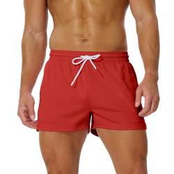 AIMPACT Sporthose Herren Kurz 3 Inch Mesh Basketball Shorts Herren Atmungsaktive Jogginghose Herren Kurz Tennishose Herren mit Taschen(Rot-XL) von AIMPACT