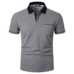 AIOIDI Baumwolle Herren Kurzarm Poloshirt Basic T-Shirt Tennis Golf Polo Grau S von AIOIDI