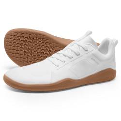 AIRHAS Herren Barfußschuhe Zero Drop Schuhe Minimalistische Gym Schuhe für Männer Kreuzheben Cross-Training Running Sneakers, Weiß/Gum, 41.5 EU von AIRHAS