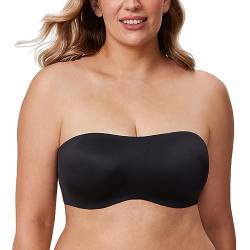 AISILIN Damen Trägerloser BH Große Größen Bandeau Minimizer BHS mit Bügel Nahtloser Silikonfrei Schwarz 90H von AISILIN