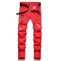 AITITIA Herren Jeans mit Ripped Regular Fit, 2020 Rot, 56 von AITITIA