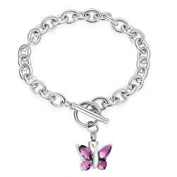 AIWENXI Schmetterling Feuerbestattung Armband für Asche Schmetterling Birthstone Asche Armband für Männer Frauen Edelstahl Haustier Einäscherung Schmuck Andenken Asche Halter Armband Schmuck von AIWENXI