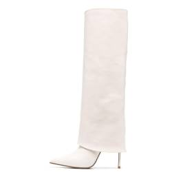 AIXINGGAUNG Overknee-Stiefel für Damen Modischer Women's Over the Knee Boots mit Stilettoabsatz Herbst-/Winter-/Frühlingsmode Bequem Zum Tanzen Pendeln Absatzhöhe (11–13 Cm),White,41 von AIXINGGAUNG