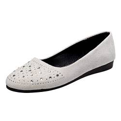 AIchenYW Damen Klassische Ballerinas Profilsohle Flach Komfort Atmungsaktiver weicher Boden weiblich Mutterschuhe Loafers Dame Die Sohle Eines Freizeitschuhe Slipper (Grey, 40) von AIchenYW