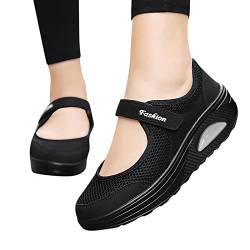 AIchenYW Fitness-Schuhe für Frauen Flache Schuhe ohne Schnürsenkel Freizeitschuhe mit Weichen Sohlen Elegante Flache Schuhe Sandalen zum Wandern und Ausgehen (Black, 37) von AIchenYW